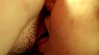 Hairy amateur lesbians Lucinda and Tara engage in cunnilingus