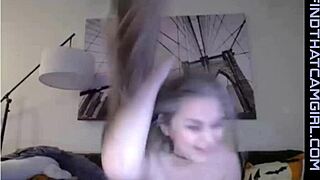 Blonde camgirl with huge boobs in a titty fuck