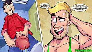 Hentai cartoon depicts gay blowjob
