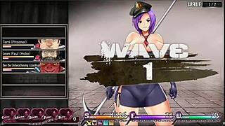 Karryn's intense solo session in prison hentai game with explicit content