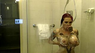 Anna Bell Peaks in solo shower striptease