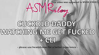Old man listens to erotic audio while watching his wife get fucked by another man