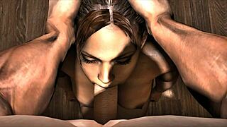 American girl in black skirt encounters a monster in Hentai and porn video