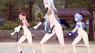 Shenhe and Ganyi's intense Hentai 3D encounter in Genshin Impact