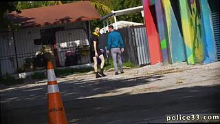 Amateur gay threesome with two dads and a police officer