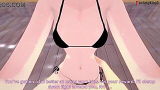 Cute anime babe with big ass in bikini POV