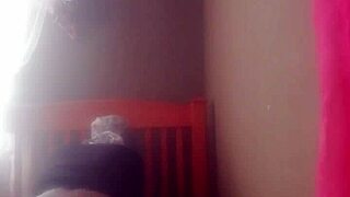 Ebony beauty enjoys a black cock riding session