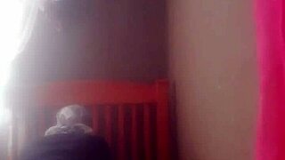 Ebony beauty enjoys a black cock riding session