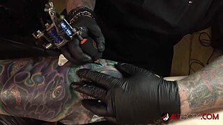 Marie Bossette endures intense ink for a leg tattoo