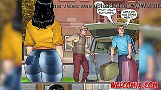 Cartoonish hentai featuring a naughty intruder