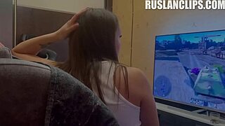 Anna Angel, step sister, gives a blowjob and has sex with step brother's friend
