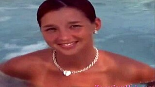 Swimming pool fun with busty teen