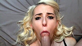 Skinny blonde takes on monster cock in oral sex session