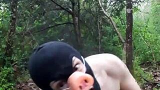Outdoor BDSM session for a European slave on April 22, 2023