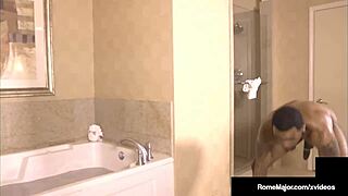 Red-haired Gemini Luvv enjoys a deep thrust from a well-endowed black man in a bathtub