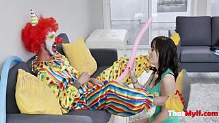 Alana Cruise, a brunette MILF, has sex with a clown for Halloween
