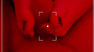 Stunning footjob with toe rings and red light ambiance