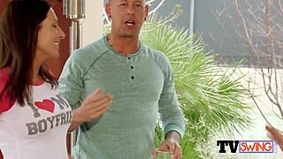 Joe and Kristen meet the hostess of a swing club upon their arrival for some small talk and a bit of oral play