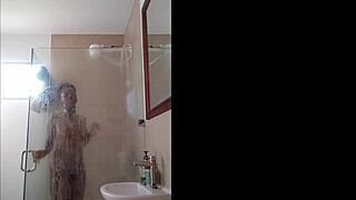Black girl accidentally drops dildo while showering in HD video