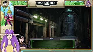 Lesbian hentai with Inquisitor trainer and her trainees in 40k universe