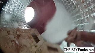 Steamy shower session with Christy Mack, Ivan, and brunette beauty