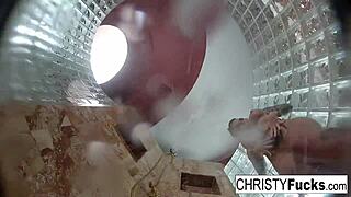 Steamy shower session with Christy Mack, Ivan, and brunette beauty
