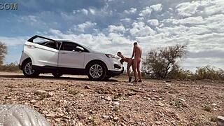 Amateur couple gets frisky in the desert during a traffic stop