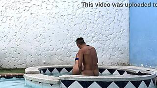 A steamy encounter with a lustful neighbor in our jacuzzi