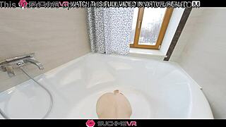 Angie Eif in explicit bathroom encounter with intense oral and vaginal sex in VR