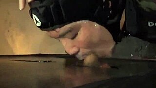 Asian guys suck and swallow cum in gay gloryhole bukkake