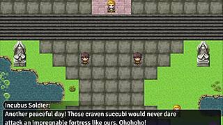 Beginning of the quest with an incubus in Japanese Hentai game
