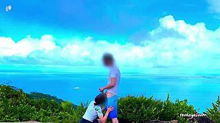 Outdoor sex on a hilltop with a gorgeous woman, interrupted by an unexpected observer