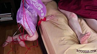 Trussed tramp cop's tight rear in bondage and domination