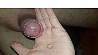 Amateur guy collects cum from handjob and licking