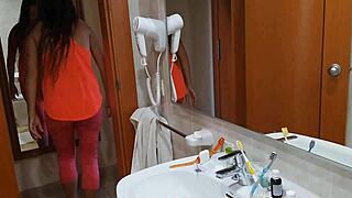 Steamy shower session leads to self-pleasure after a workout