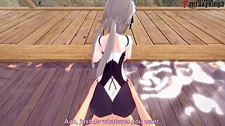 Rita's big boobs in POV as she changes into swimsuits in Honkai Impact