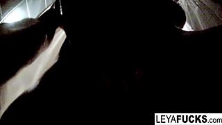Blonde bombshell Leya Falcon captures steamy shower moments on camera