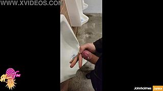 Thrilling public solo performance in Vancouver park restroom by JohnHolmesJunior featuring a massive ejaculation