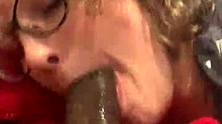 Interracial couple's amateur blowjob leads to intense cum shot