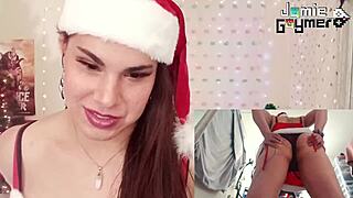 Sensual holiday gift: Transsexual gets fucked by machine