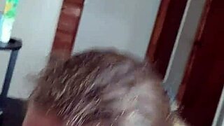 Mature slut gets spit and cum on her tits