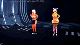 Semi-nude MMD babes perform erotic dance and sing
