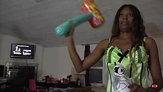 Inflatable fetish play turns her on
