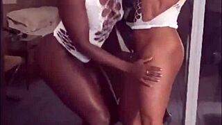 Two voluptuous ebony beauties ring in the new year with seductive moves and an exhibition of their ample derrieres