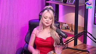 Blonde girl experiences multiple orgasms in California TV video