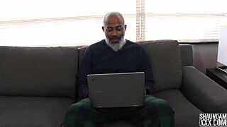 Interracial couple's steamy Zoom session gets interrupted by a surprise visitor