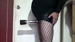 A kinky shemale amplifies her assets with a sex toy