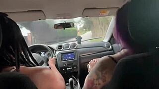 Carla, the busty car driver, gets naughty on camera