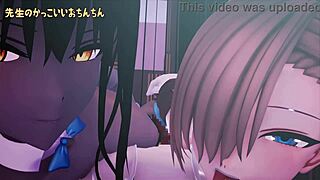 Pregnant anime girl gets double penetrated and creampied