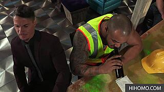 Muscular Jason Vario dominates with a toy in gay submissive skyy knox